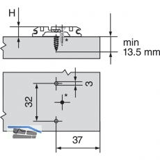 BLUM CLIP Kreuzmontageplatte, vorm. Spax-Schrauben, HV: Langloch, Distanz 0 mm
