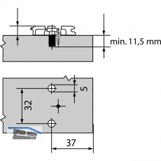 BLUM CLIP Kreuzmontageplatte, vorm. Systemschrauben, HV: Langloch, Distanz 0 mm