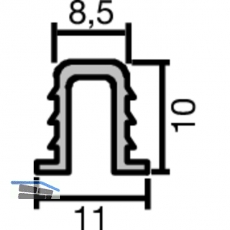 GST Innenfront Einfach- Laufschiene oben, 11 x 8, 5, Aluminium eloxiert