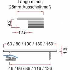Lftungsgitter Lnge 600 mm, Breite 80 mm, Aluminium wei beschichtet