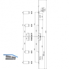 MFV-Schloss MACO G-TS PT i.S, DM 65 mm,Stulp 2400 x 16 x 3 mm eckig,silberfrbig