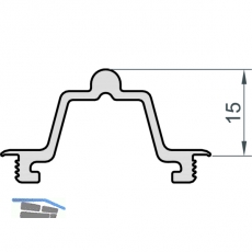 MACO Fiber-Therm Laufschiene unten hoch, H=15 mm, L=2500 mm, Alu silber (454814)