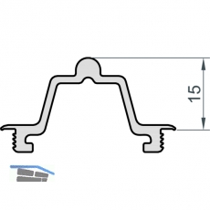 MACO Fiber-Therm Laufschiene unten hoch, H=15 mm, L=6500 mm, Alu silber (466688)