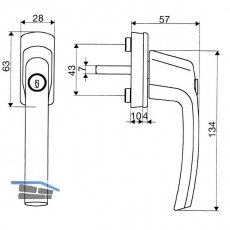 MACO Fenstergriff HARMONY - mit Sperrzylinder, VK 7x35, wei kunststoffmantel