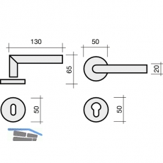 SECOTEC Drckergarnitur Modell Gehrung auf Rosette WC Edelstahl rostfrei