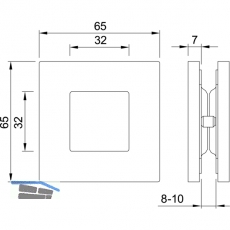 Schiebetrmuschelpaar 6405 fr Glas, eckig, Glasstrke 8 - 10 mm, Edelstahl