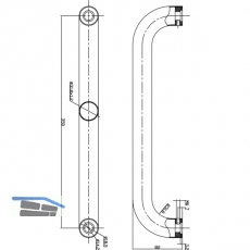 MARCHESI Stangengriff 4523 - gerade, 382mm, LA. 350mm, M8, Edst. matt
