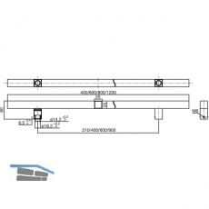MARCHESI Stangengriff 4820 - 1200mm, LA. 900mm, 25 x 25mm, Edst. rostfrei