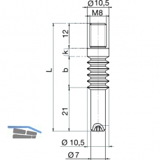 Einfachbolzen M8 x 84 mm Stahl