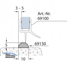 Schwallschutz 10 x 5 mm, 2000 mm, Acryl transparent (69131)