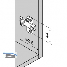 BLUM MODUL Kreuzmontageplatte, Schraubmontage, HV: 2teilig, Distanz 0 mm
