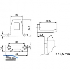 Schlieblech fr berschlagshhe 12,5 mm, Aluminium pulverbeschichtet RAL 9010