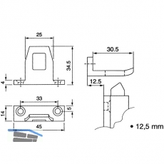 Schlieblech fr berschlagshhe 12,5 mm, Aluminium silber eloxiert