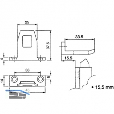 Schlieblech fr berschlagshhe 15,5 mm, Aluminium silber eloxiert