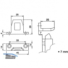 Schlieblech fr berschlagshhe 7 mm, Aluminium pulverbeschichtet RAL 9010
