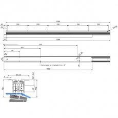 Ausziehtischfhrung ALU 77 FRONTSLIDE, Auszugsweg 1150 mm, Lnge 1315 mm, Alu