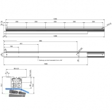 Ausziehtischfhrung ALU 77 FRONTSLIDE, Auszugsweg 1150 mm, Lnge 1315 mm, Alu