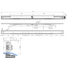 Ausziehtischfhrung BASIC SYNCHRON,ohne Bremse,Auszugslnge 1064 mm,verzinkt