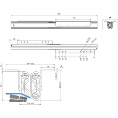 Ausziehtischfhrung CLASSIC,Auszugslnge 1080 mm,60 kg,Stahl verzinkt