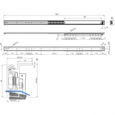 Ausziehtischfhrung TOPSLIDE, Auszugsweg 720 mm, Lnge 1200 mm, Stahl/Aluminium