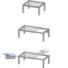 Ausziehtischfhrung ALU 77 FRONTSLIDE, Auszugsweg 1150 mm, Lnge 1815 mm, Alu