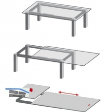 Ausziehtischfhrung TOPSLIDE, Auszugsweg 1020 mm, Lnge 1500 mm, Stahl/Aluminium