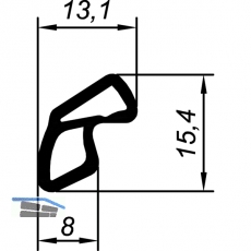 Dichtungsprofil AC 6063 fr VOEST Stahlzarge Kurzb. Kunststoff schwarz