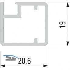 Glasrahmenprofil schmal, Lnge per Stange 2500 mm, Aluminium Edelstahl Effekt