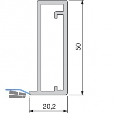 Glasrahmenprofil breit 50/20,2 mm, Lnge 2500 mm per Stange, Alu natur eloxiert