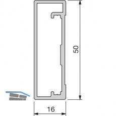 Glasrahmenprofil breit 50 x 16 mm, Aluminium natur eloxiert