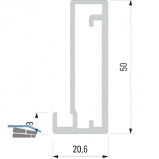 Glasrahmenprofil breit, Lnge per Stange 2500 mm, Aluminium Edelstahl Effekt