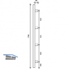MARCHESI Stangengriff MT 1760/25 - 1760mm, LA. 520/520/520mm, M8, Edst.matt