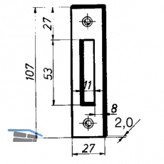 Riegelschlieblech eckig, 107 x 27 x 2 mm, Stahl verzinkt silberfrbig