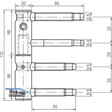 Trband 3-DIM 2-tlg. Bolzen 65 bzw.55mm,Tragkraft 120 kg, 20 mm,verzinkt silber