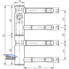 Trband ANUBA 3-DIM Invantobolzen 45 mm, Bandh. 92 mm,  15 mm, verzinkt silber