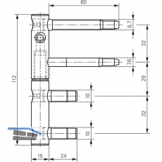 Stahlzargenband 3-DIM 2-tlg. o. Aushngesich.  15mm, Hhe 112mm,verzinkt silber