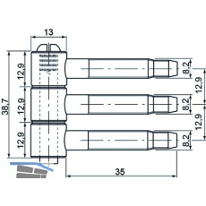 Steckband 3-tlg.  13 mm, Hhe 38,7 mm, Stahl RAL 9010