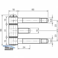 Stahlzargenband 3-tlg. f. geflzte Holztren, Band 18 x 61 mm, Stahl vernickelt