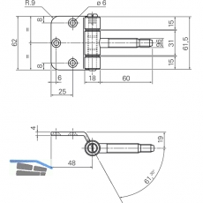 Steckband 3-tlg. Flgelteil z. Einlassen/Aufschr.  18 mm, Hhe 62 mm,vernickelt
