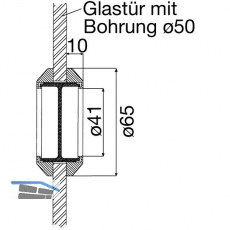 Schiebetrmuschelpaar rund, Glasstrke 8 - 12 mm, Messing poliert