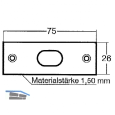 Riegelschlieblech gerade, mit ovalem Loch, 75 x 26 mm, Stahl verzinkt