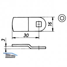 HEKNA 505 Zylinder-Hebelschloss, rechts, Schliehebel gekrpft, L 30 mm, Zamak