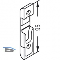 Schlieteil fr Rollzapfen, Stulp 20 mm, Falz 4 mm, verzinkt silberfrbig