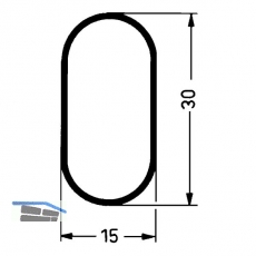 Schrankrohr Standard oval Lnge 3000 mm, Stahl verchromt poliert