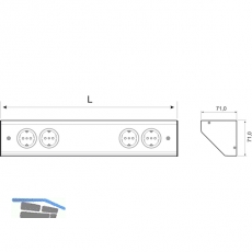 Steckdosenleiste Corner Compact 230 V, max.3500 Watt, L 460 mm, Edelstahl Effekt
