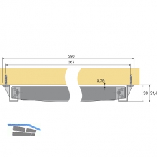 HETTICH SYSTEMA TOP 2000 Schreibmaterial-Auszug Set, EB 380 mm, Alu-Finish