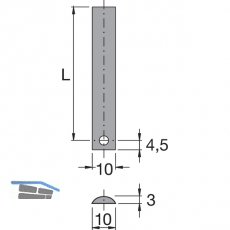 HETTICH PRESTIGE 2000 Schubstange, 10x3, L 1600, 72688