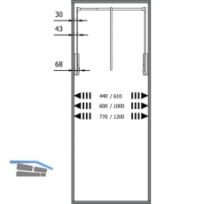 Kleiderlift Junior, H 850,KB 600-1000mm, Tragkr.10KG, KS grau/FE sil.grau