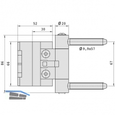 Haustrband BAKA 2D/20 m. Stiftsicherung, Zapfen 9,9 x 40 mm, Stahl verzinkt