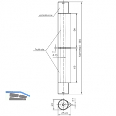 Bandrolle 3D, Bandhhe 180 mm, Stahl blank, Abdeckkappen verzinkt